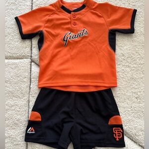 MLB Official Orange and Black Giants Shirt & Shorts Jersey set 2-4T